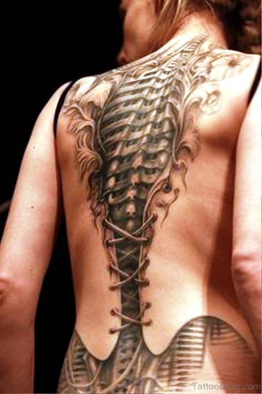 Pic Of Corset Tattoo On Back