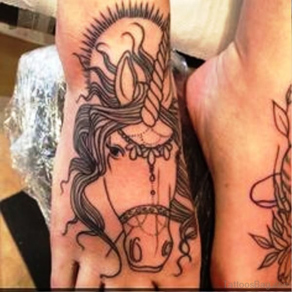 Pic Of Unicorn Tattoo On Foot