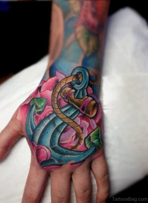 Pink Anchor Tattoo 