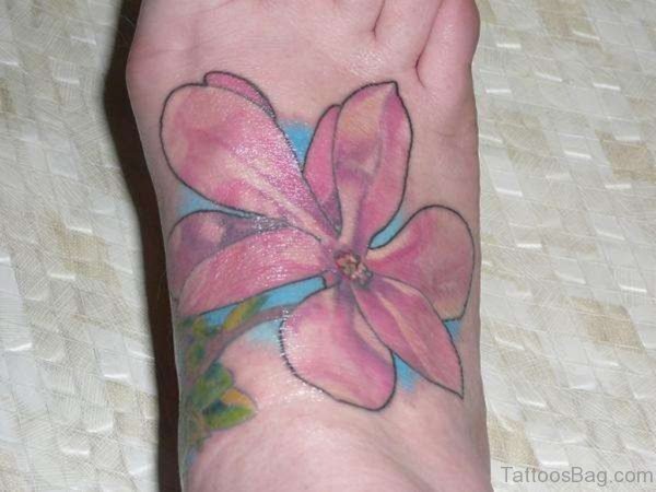 Pink Magnolia Tattoo on Foot 