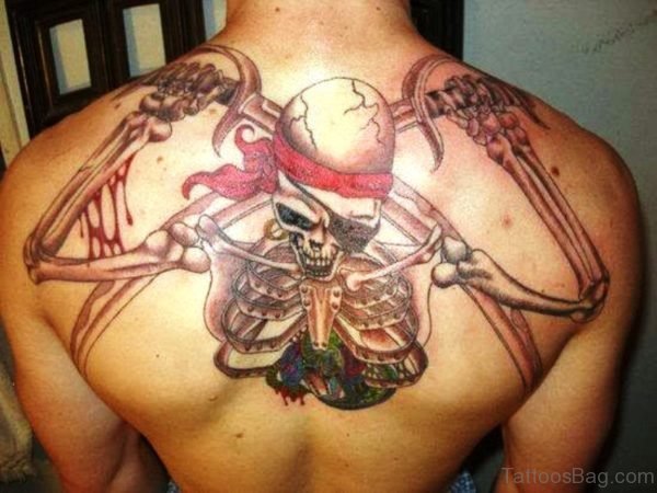 Pirate Skeleton Tattoo On Back