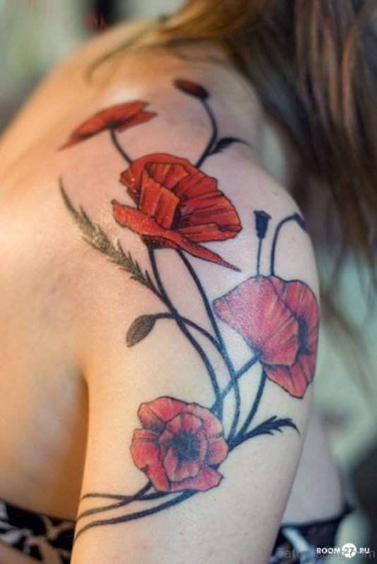 Poppy Shoulder Joint Tattoo