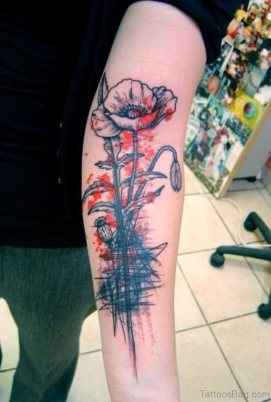 Poppy Tattoo On Arm 
