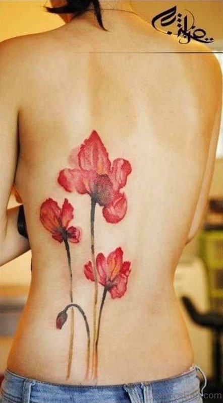 Poppy Tattoo On Lower Back 