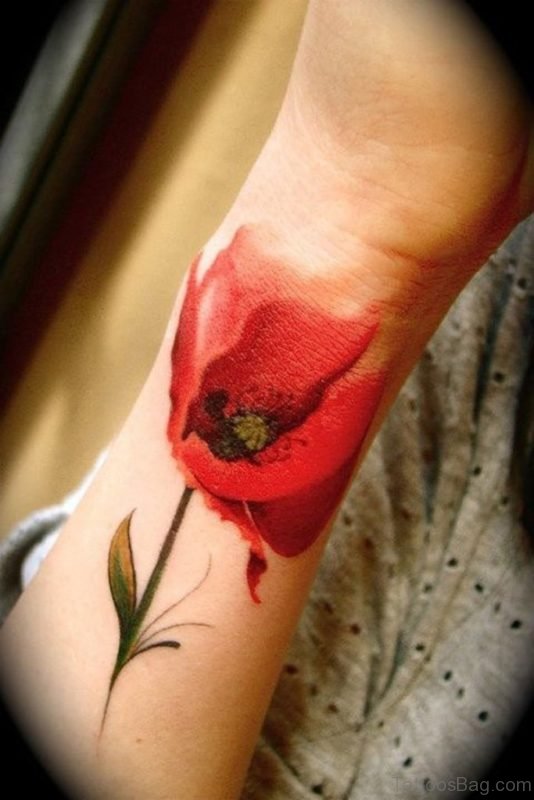 Poppy Tattoo On Wrist 