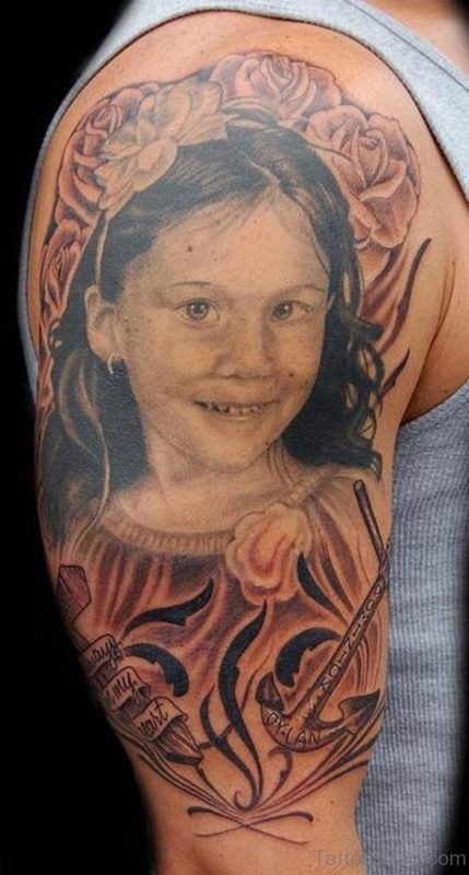Portrait Tattoo On Half Sleeve 