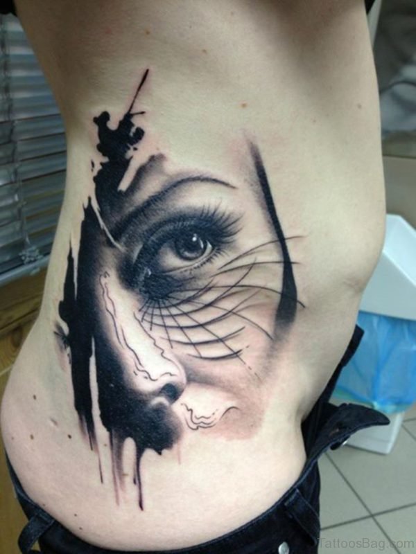 Portrait Tattoo On Waist 