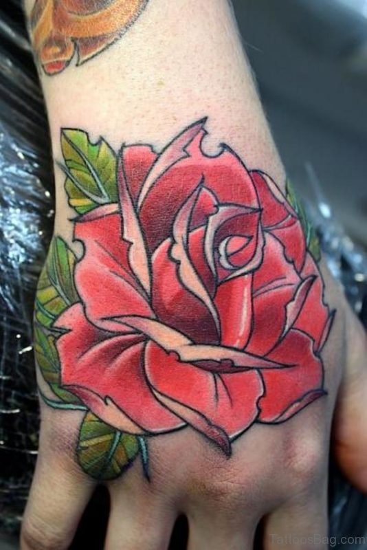 Powerful Rose Tattoo on hand