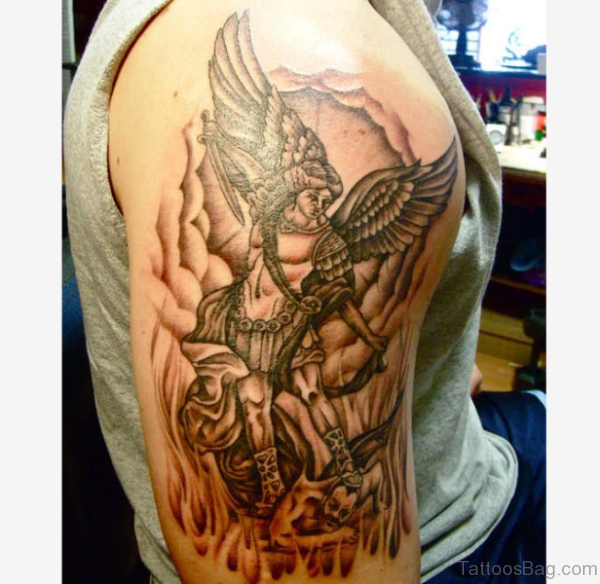 Pretty Archangel Tattoo On Shoulder