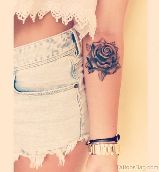 Pretty Rose Tattoo On Arm 