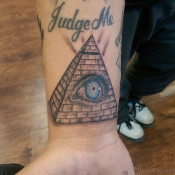 Pyramind Eye Tattoo On Wrist