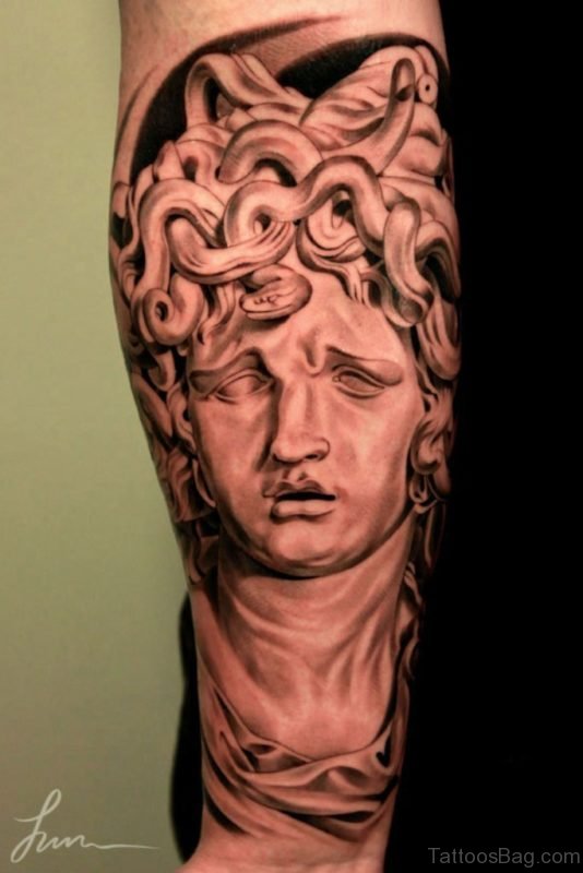 Realism Medusa Tattoo On Arm 