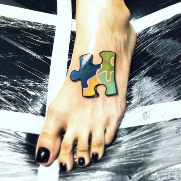 Realistic Autism Tattoo On Foot