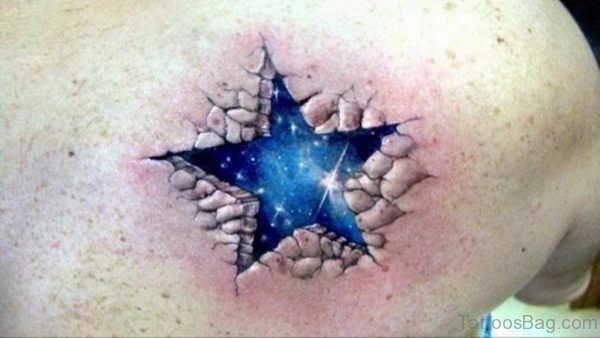 Realistic Star Shoulder Tattoo 
