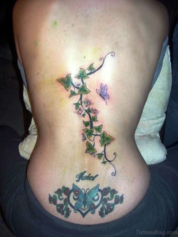 Realistic Vine Tattoo On Back