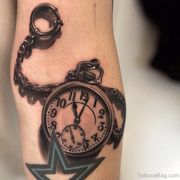 Realistic Watch Tattoo On Arm