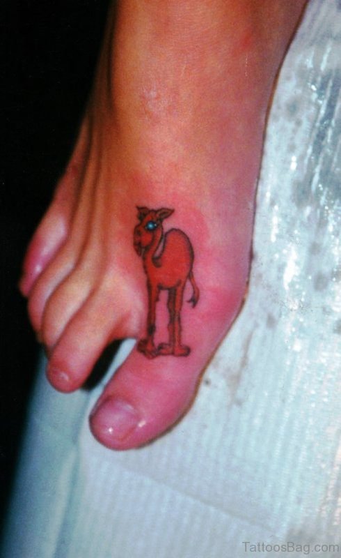 Red Camel Tattoo On Toe