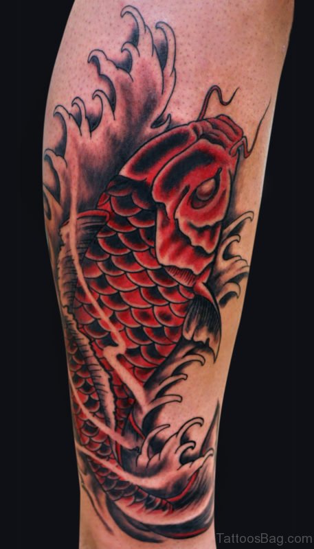 Red Fish Tattoo On Arm