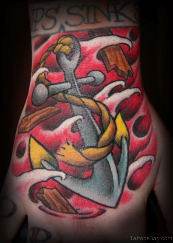 Red Ink Anchor Tattoo