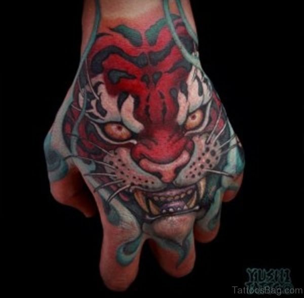 Red Ink Tiger Tattoo