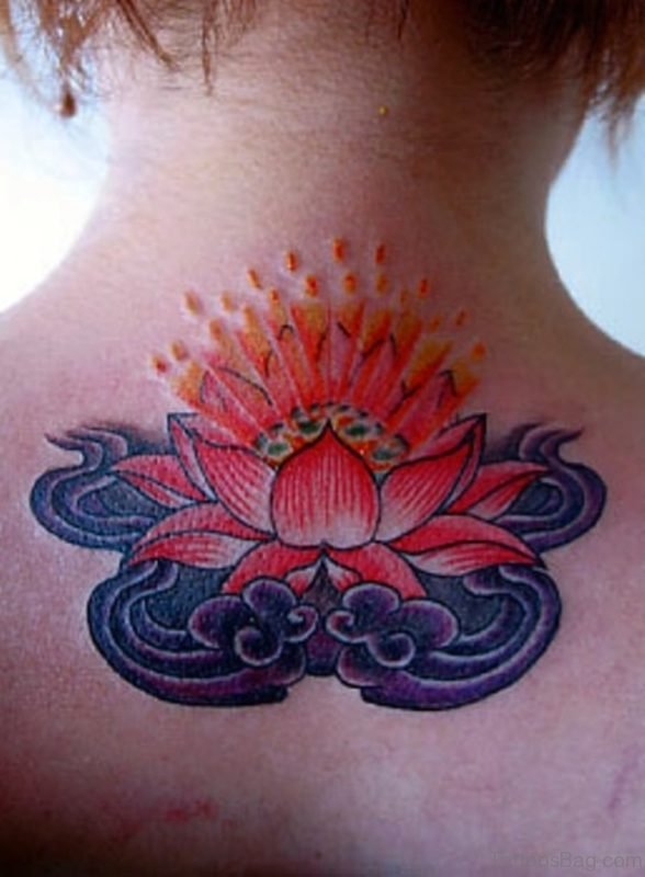 Red Lotus Tattoo On Nape