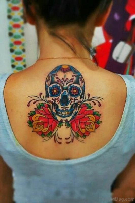 Red Rose And Skull Tattoo