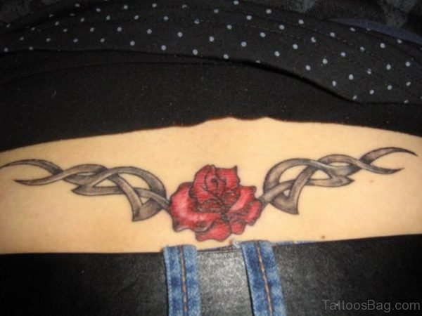 Red Rose And Tribal Tattoo