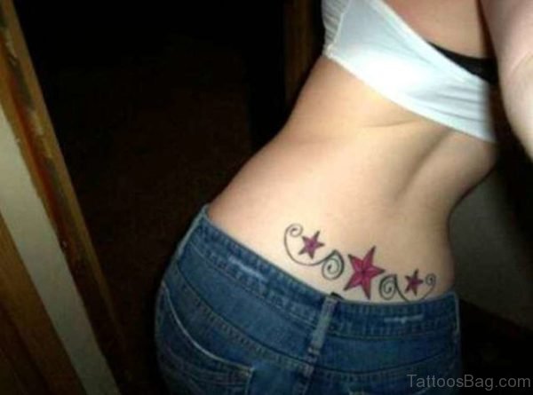 Red Star Tattoo On Back Waist