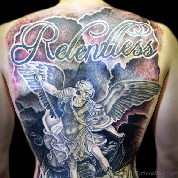 Relentless Archangel Tattoo On Back
