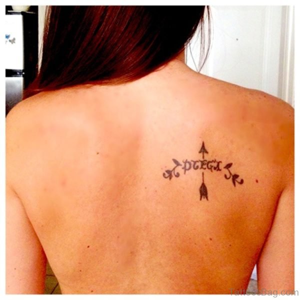 Right Back Shoulder Arrow Tattoo For Girls