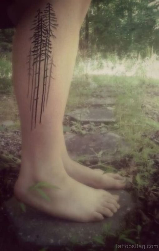 Right Leg Tree Tattoo