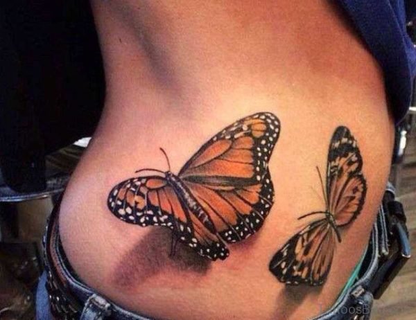 Ripped Skin Butterfly Tattoo On Waist