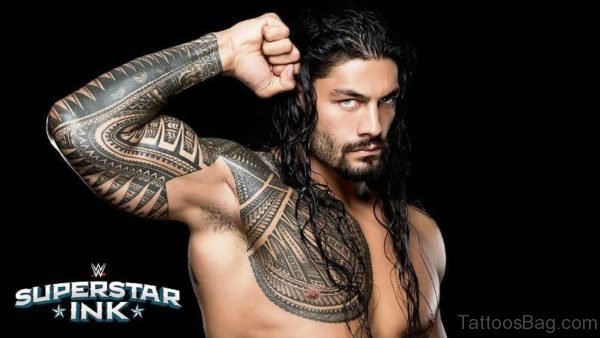 Roman Reigns Black Ink Tattoo On Chest