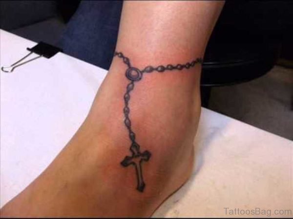 Rosary Tattoo Design For Ankle