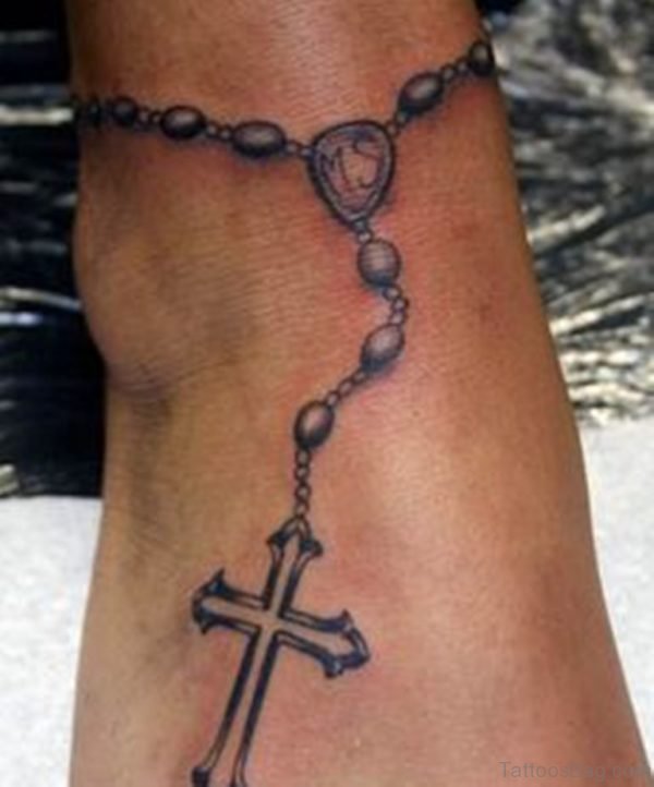 Rosary Tattoo Design On Ankle
