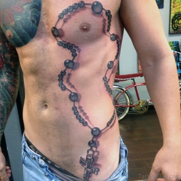 Rosary Tattoo Design On Chest