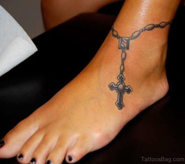 Rosary Tattoo On Ankle 