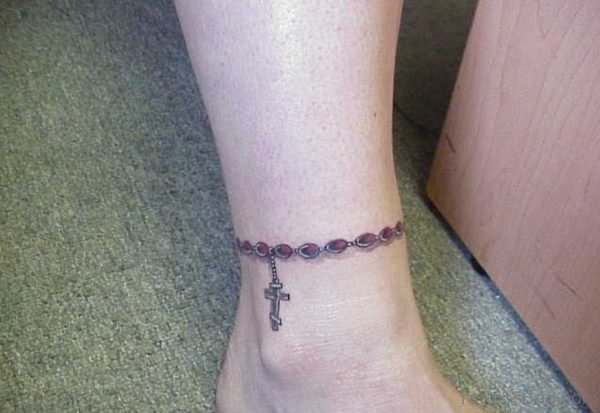 Rosary Tattoo On Ankle