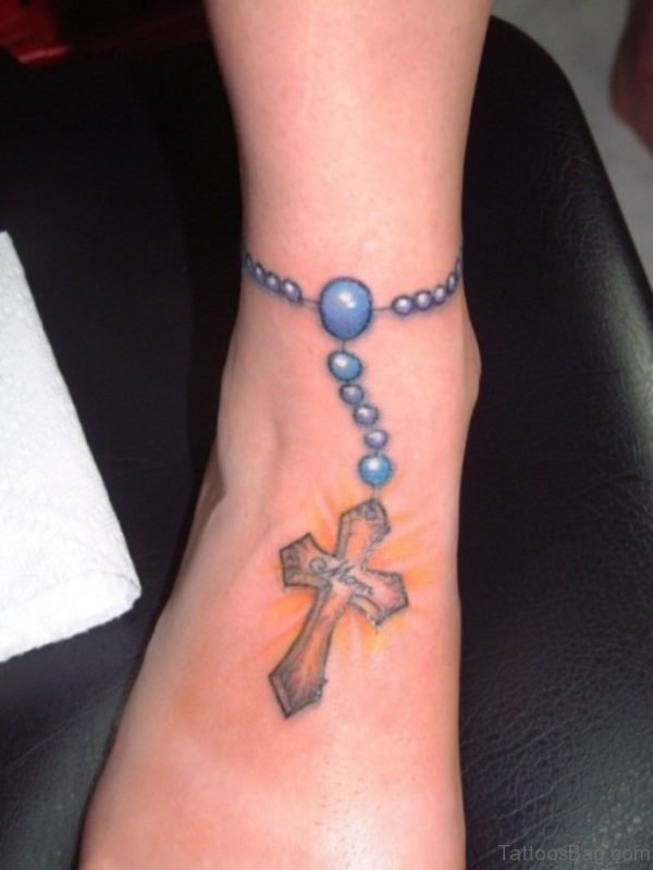 Rosary Tattoo On Ankle 