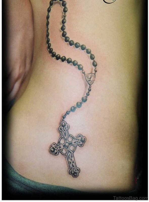 Rosary Tattoo On Rib