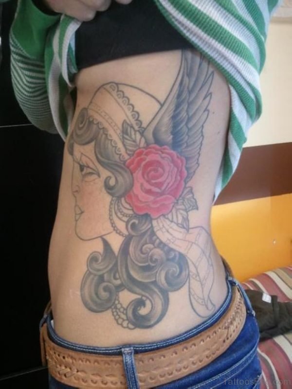 Rose And Wings Tattoo 