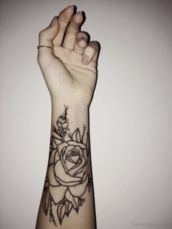 Rose Flower Tattoo On Wrist 