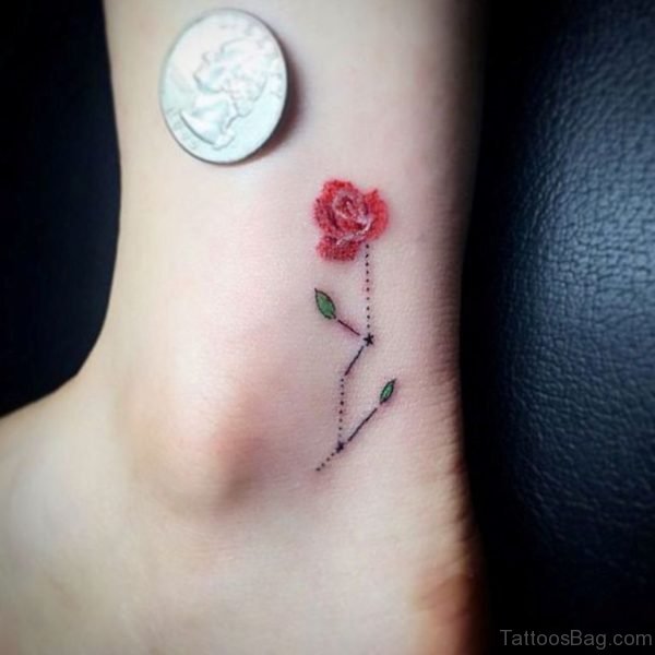 Rose Tattoo Design On Ankle 