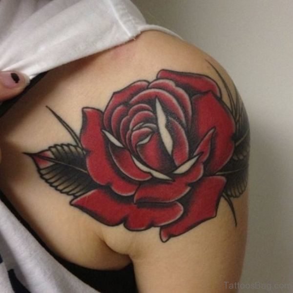 Rose Tattoo Design On Shoulder 