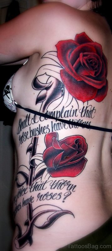 Rose Tattoo On Rib 