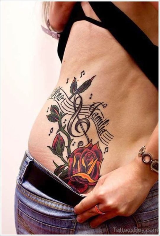 Rose Tattoo On Waist