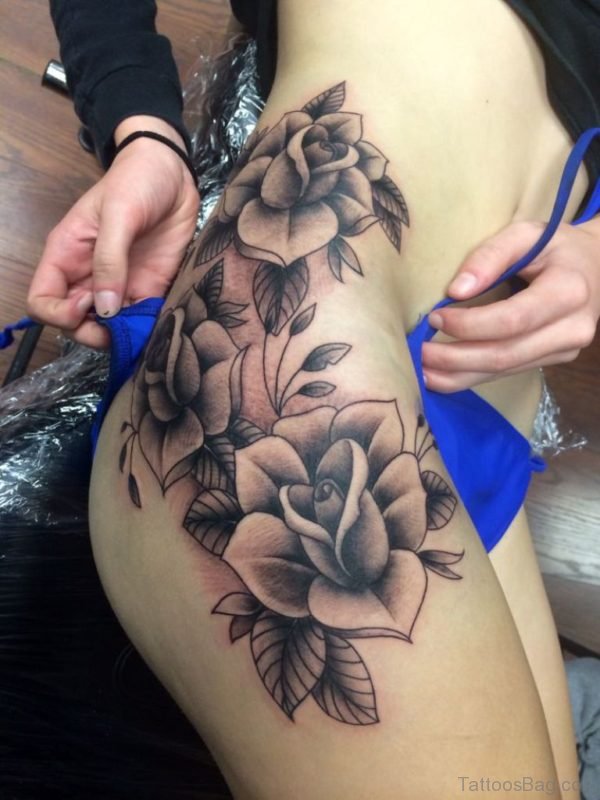 Rose Tattoo On Waist 