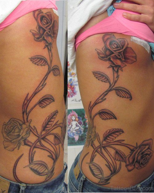 Roses Tattoo On Rib 