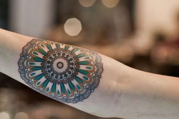 Round Geometric Tattoo On Arm 