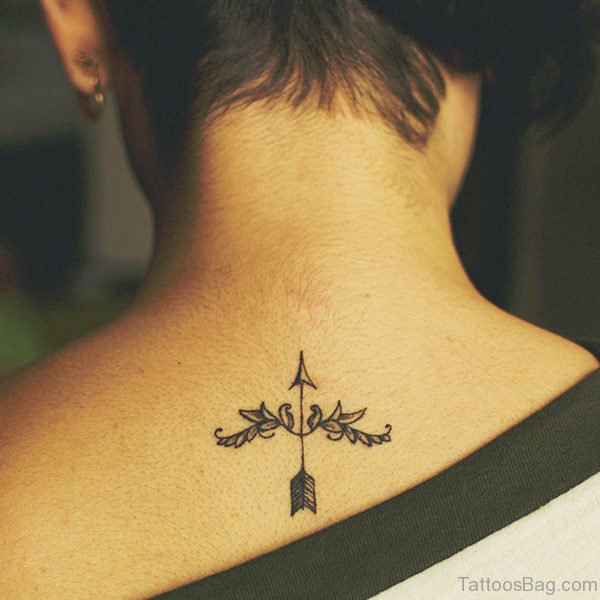 Sagittarius Arrow Tattoo Design On Back 